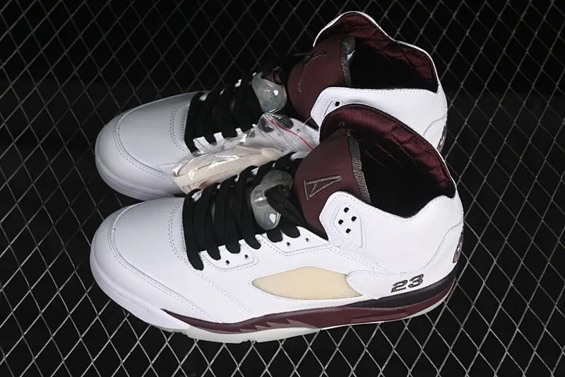 All categories Air Jordan Jordan series basketball shoes Air Jordan 5 L version A Ma Maniere x Air Jordan 5 Retro "Violet Ore" AJ5 Joe 5 white wine red first layer basketball shoes IB1528-100